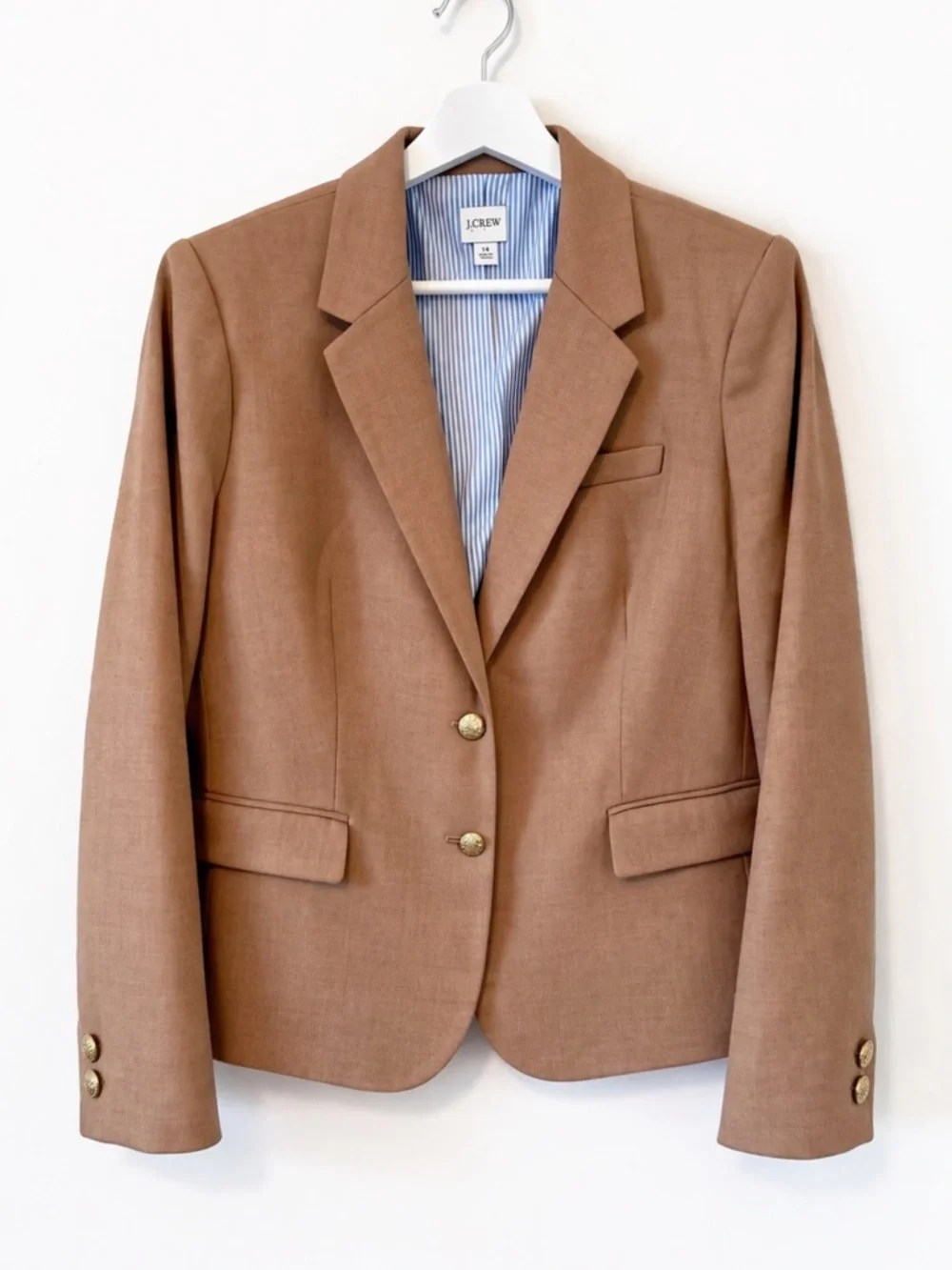 J.Crew Original Schoolboy Tailored Wool Blazer - Camel-Size 14 Career Preppy - Picture 5 of 9
